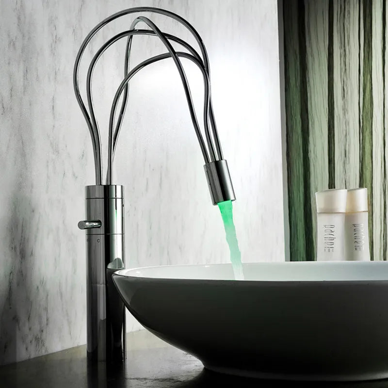 DecorBites™ LED Waterfall Bathroom Faucet Chrome Basin Mixer Tap Single Handle