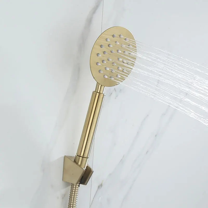 DecorBites™ Brushed Gold Wall Mounted Shower Faucet Set for Bathroom with Hot and Cold Mixer