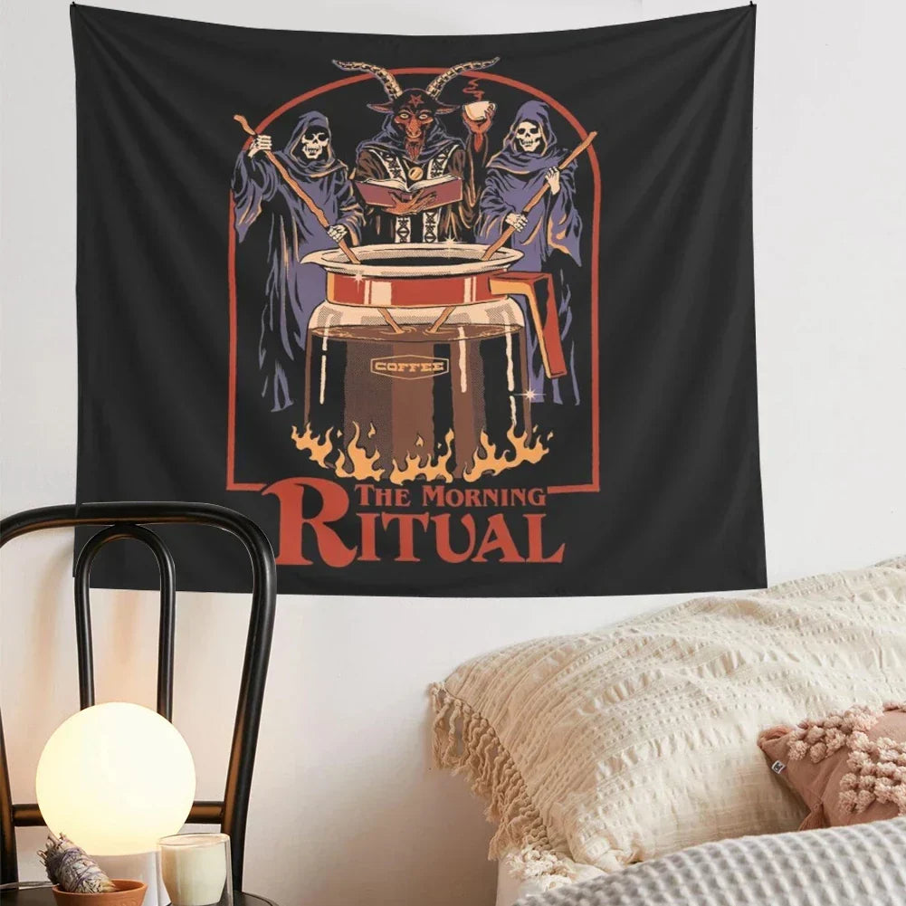 DecorBites™ Black Psychedelic Tapestry: Aesthetic Room Decor Wall Hanging