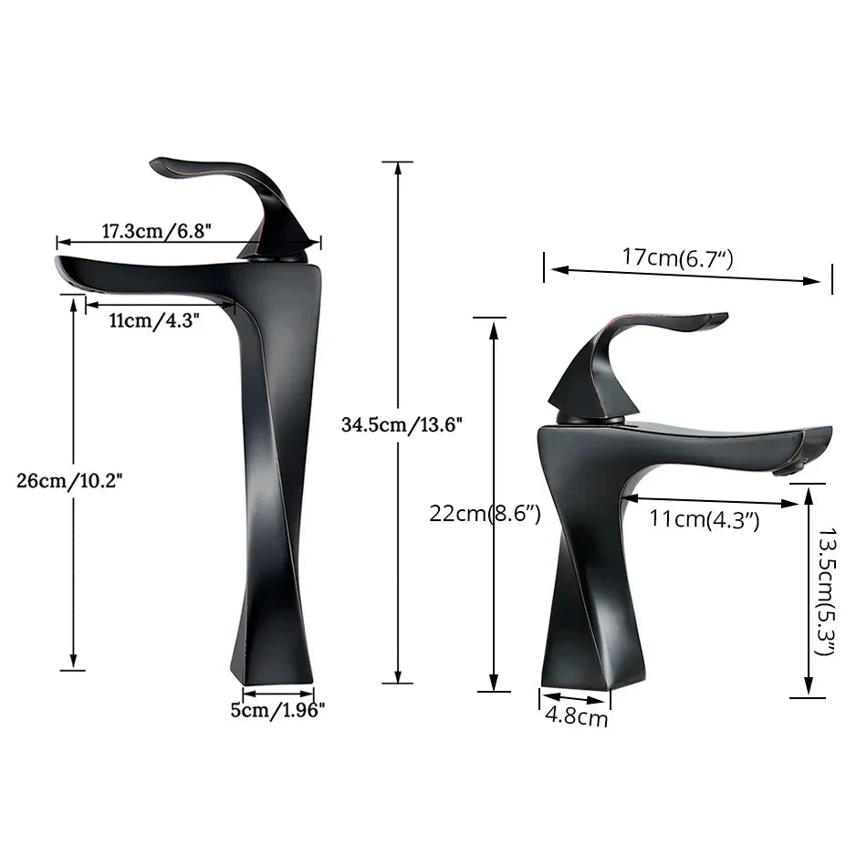 DecorBites™ Black Bronze Bathroom Basin Faucet, Single Lever Lavatory Sink Mixer Tap