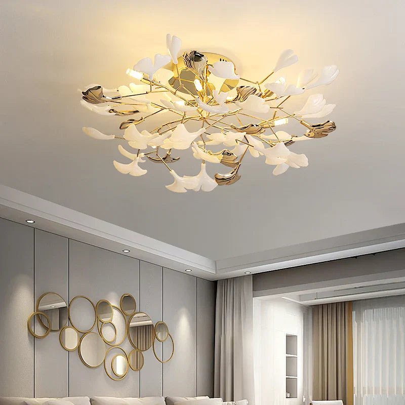 DecorBites™ Ginkgo Leaf Bedroom Lamp: Post-modern Minimalist Art Ceiling Light, Elegant and Romantic