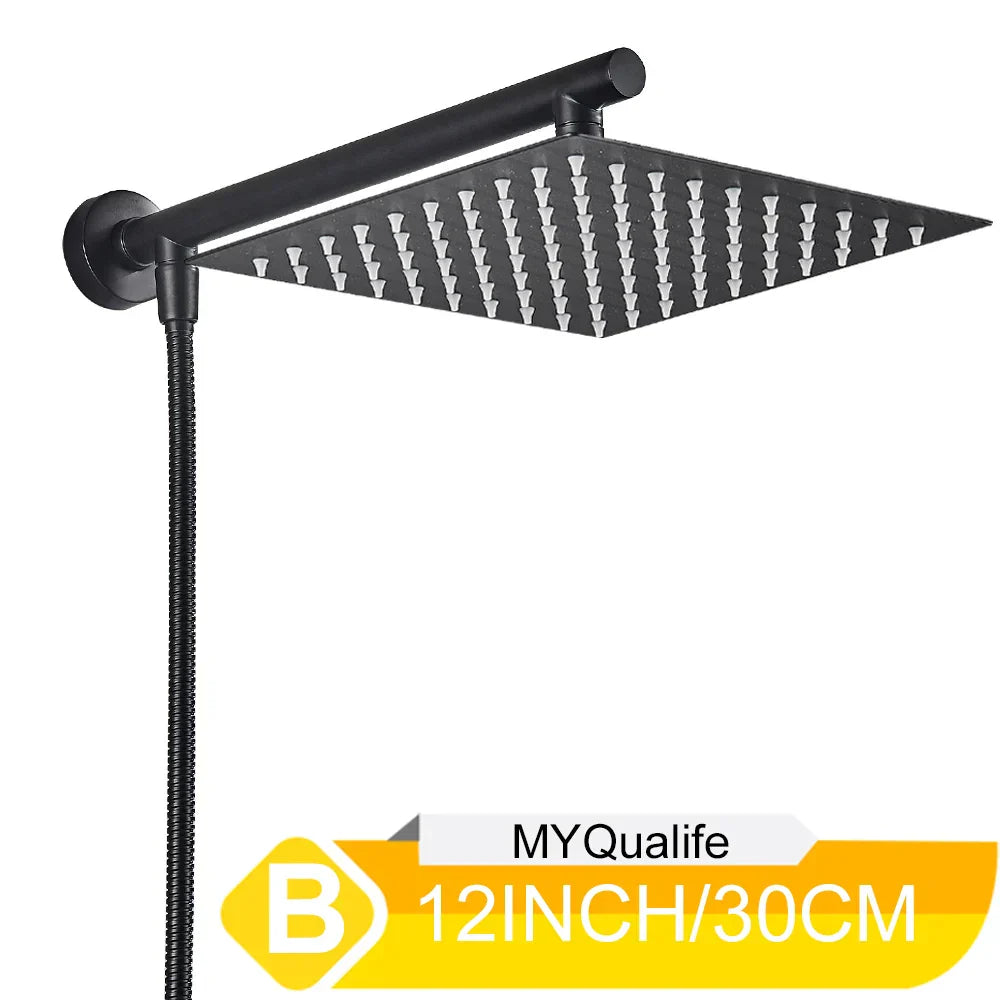 DecorBites™ 10" Square Rainfall Shower Head Set with Stainless Steel Hose