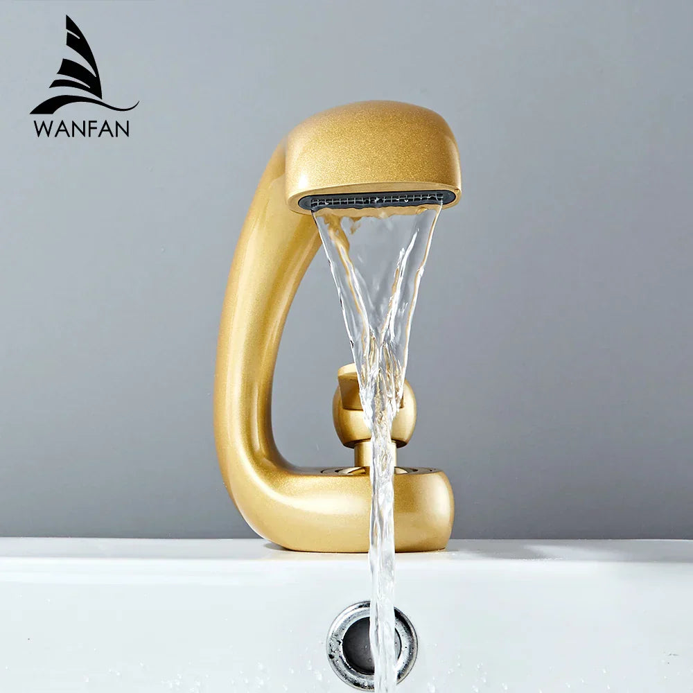 DecorBites™ Gold Basin Faucet: Modern Brass Single Handle Mixer Tap for Bathroom