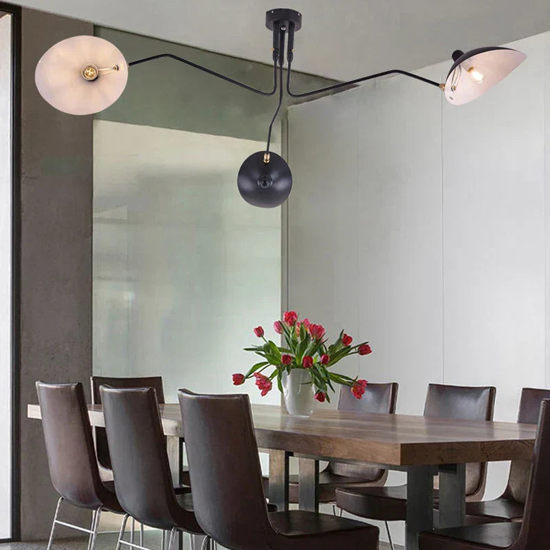 DecorBites™ Black Swing Arm Chandelier | Loft Industrial Adjustable Lighting Fixture