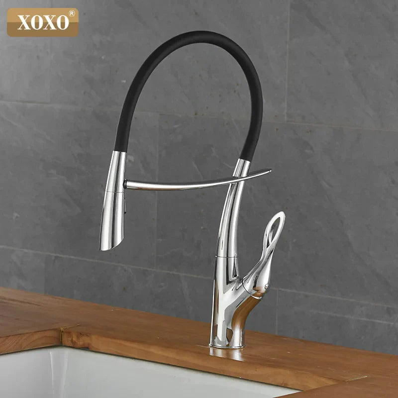 DecorBites™ Brushed Nickel Kitchen Faucet Pull Down Single Handle 360° Rotation