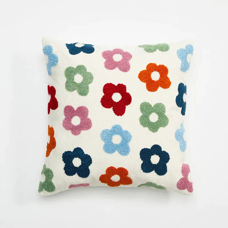 DecorBites™ Embroidered Daisy Dandelion Cushion Cover 45x45cm for Sofa Bed Chair Living Room