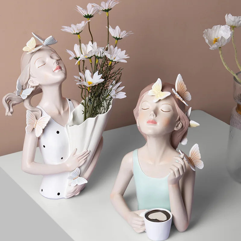 DecorBites™ Butterfly Girl Resin Figure Modern Home Decor Statue Objects