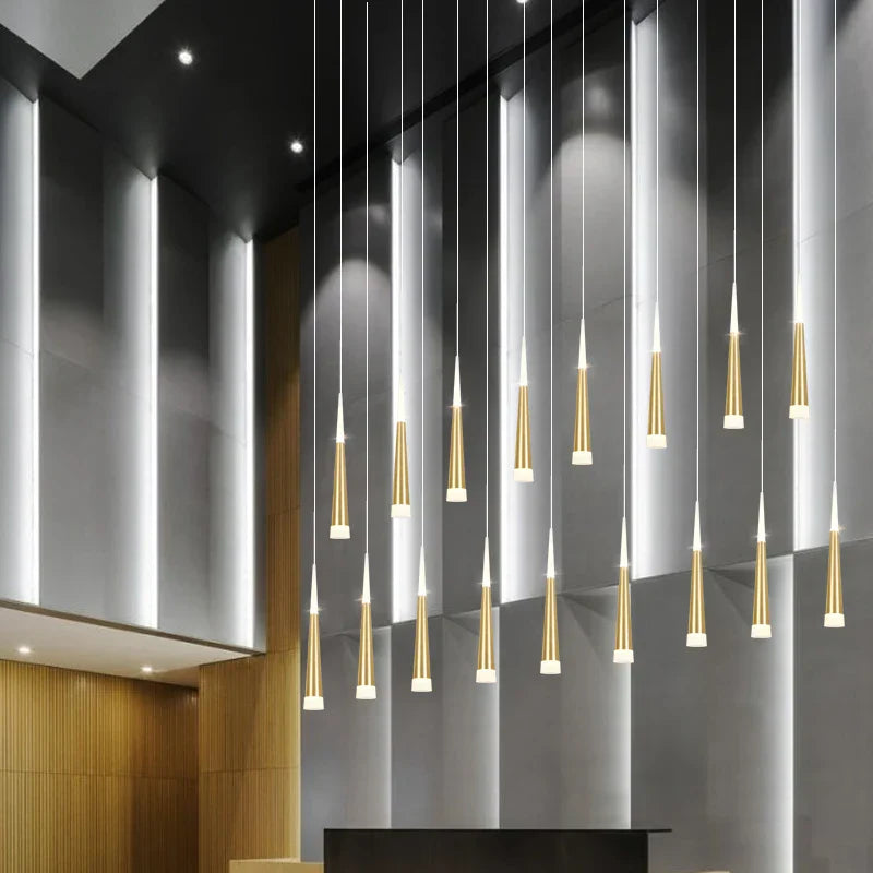 DecorBites™ LED Chandelier Lighting for Staircase in Gold/Black/Silver/Coffe - Duplex & Villa Attic Suitable