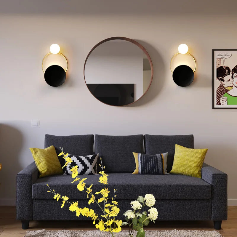DecorBites™ Golden Ring Wall Sconce: Nordic Bedroom Lighting Fixture for Modern Living Room Decor