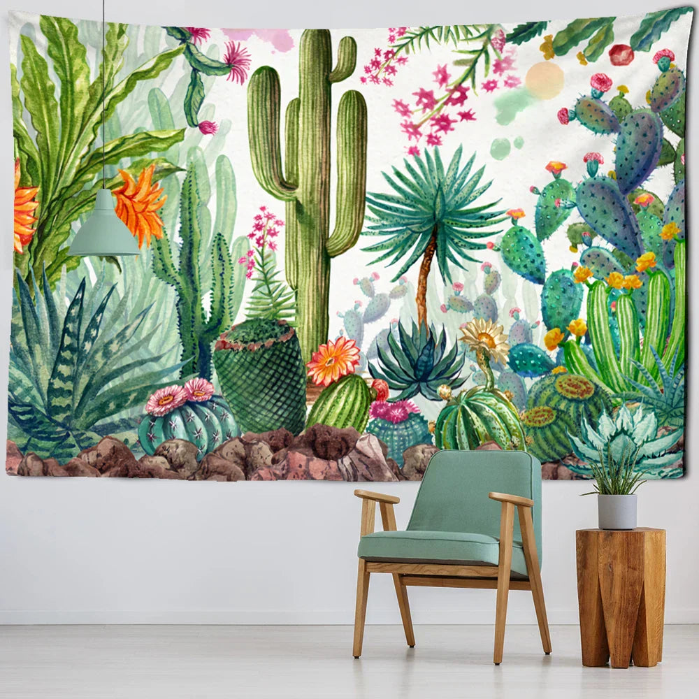 DecorBites™ Cactus Tropical Plant Tapestry Wall Hanging for Children's Room Hippie Cartoon Home Decor