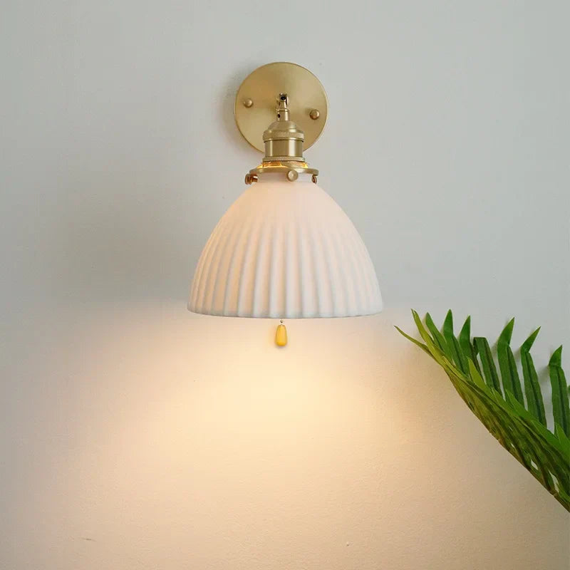 DecorBites™ Copper Ceramic Wall Sconce Pull Chain LED Wall Light