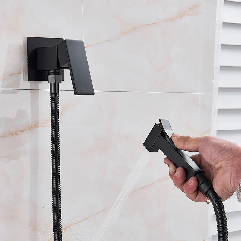 DecorBites™ Brass Bidet Faucet Mixer with Square Shower Spray
