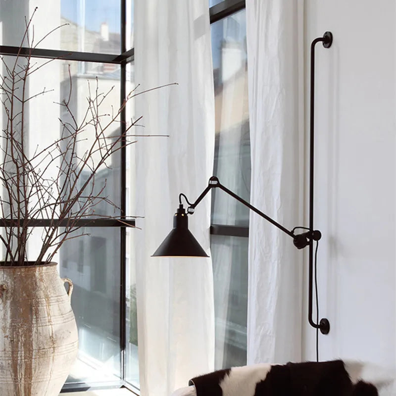 DecorBites™ Industrial Iron Swing Arm Wall Lamp for Bedroom, Living Room, Office Decor