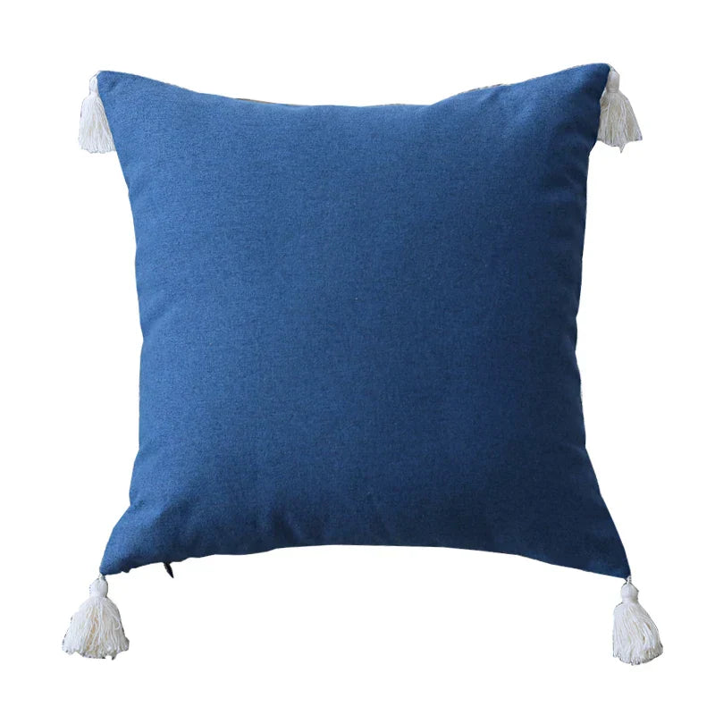 DecorBites™ Boho Style Tassel Pillow Cover Set for Sofa Bed, Beige Grey Blue Yellow