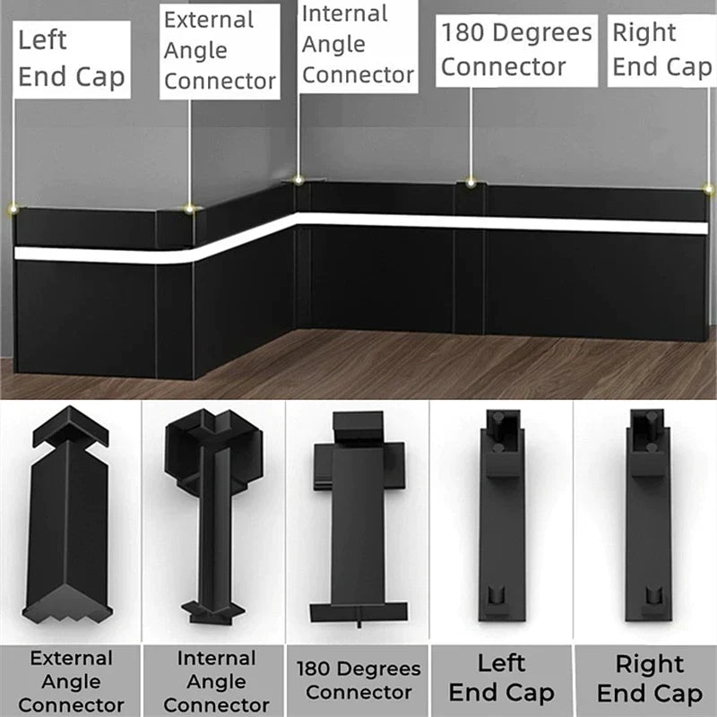 DecorBites™ LED Skirting Line Aluminum Profile Baseboard for Backlight Strip Lights