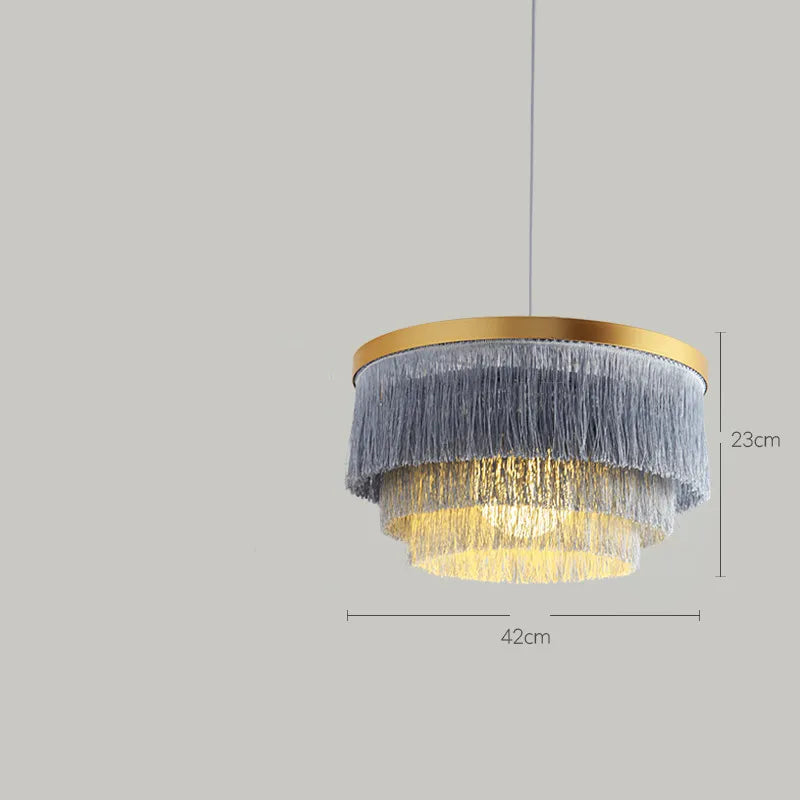 DecorBites™ Art Deco Cotton Thread Tiered Chandelier in Black Gold Finishing