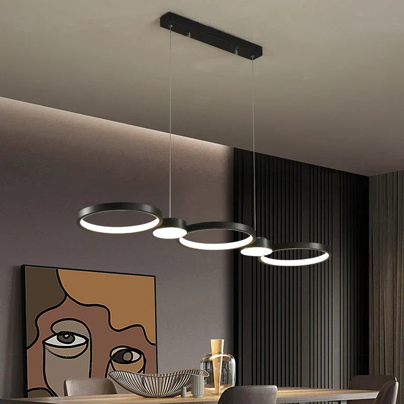 DecorBites™ Black Ring LED Chandelier for Living Room Bedroom Dining Hall Lighting