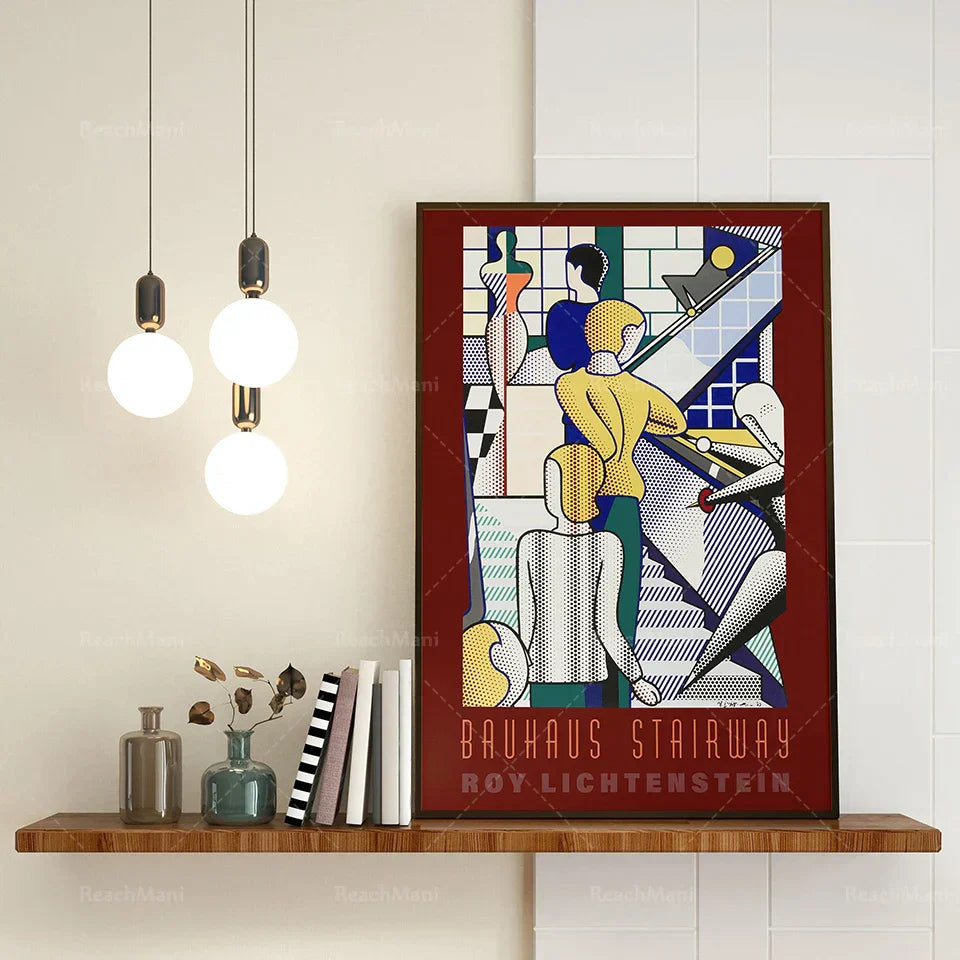 DecorBites™ Bauhaus Stairs Canvas Print | Retro School Poster for Living Room Decor