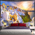 DecorBites™ Castle Village Sunset Tapestry Wall Hanging - Fantasy City Landscape Wall Art
