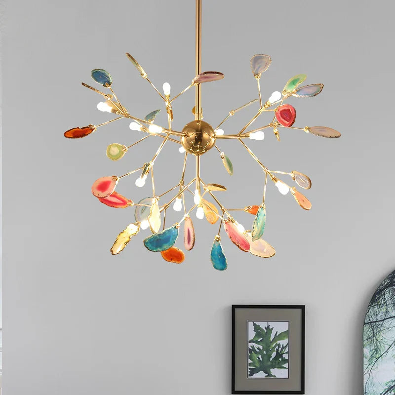 DecorBites™ Agate Branch Chandelier - Nordic Glass LED Globe for Bedroom, Kitchen, Dining Room