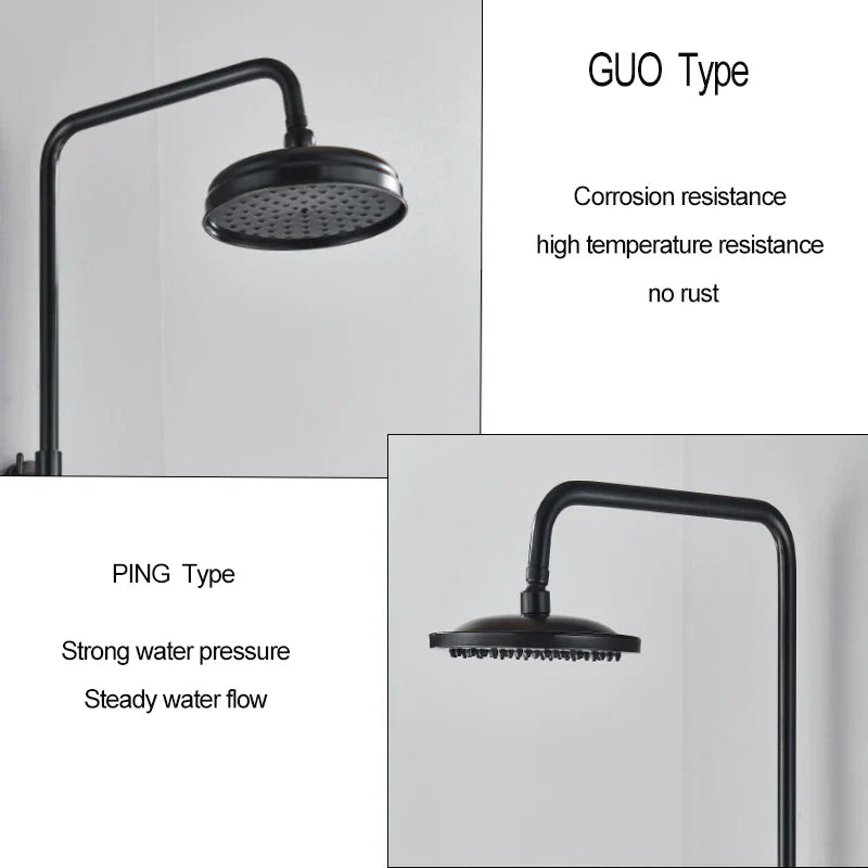 DecorBites™ Black Brass Bath Shower Faucet Set with Handshower and Tub Spout