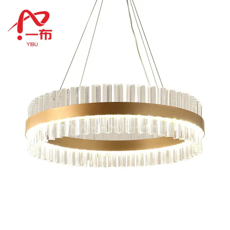 DecorBites™ Crystal Chandelier LED Ring Lamp for Dining Room Center Living Restaurant Decor