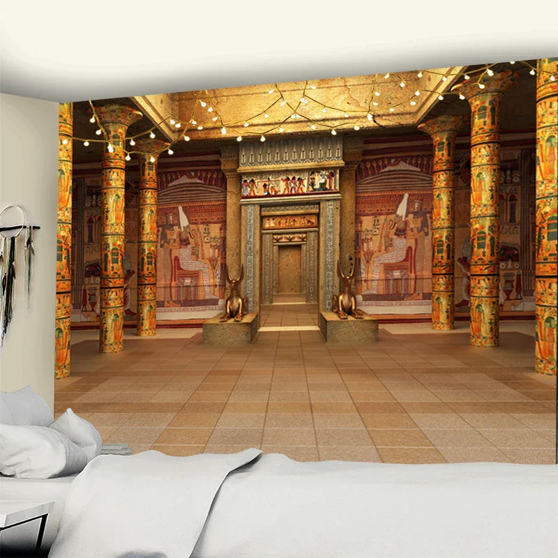 DecorBites™ Egyptian Building Tapestry Wall Hanging for Bohemian Bedroom Decor
