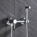 DecorBites™ Brass Bidet Faucet: Cold Hot Water Mixer, Square Shower Sprayer Head, Toilet Tap