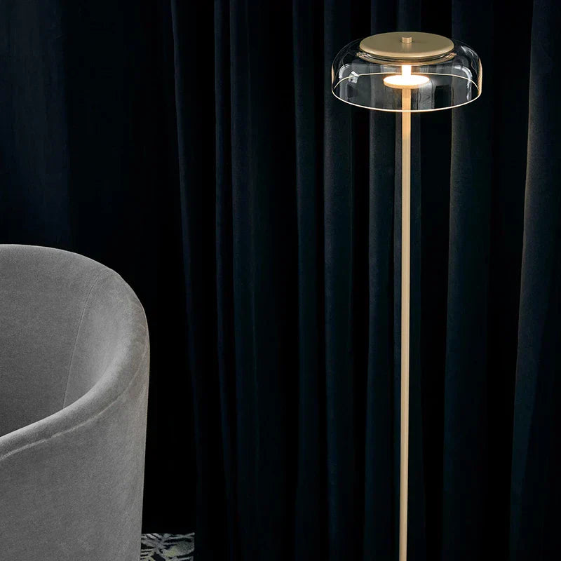 DecorBites™ Circular Glass Lampshade Floor Lamp for Living Room Office LED Lights