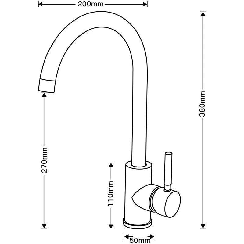 DecorBites™ Brushed Gold Stainless Steel Kitchen Faucet 360 Rotate Deck Mount Sink Mixer Taps