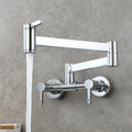 DecorBites™ Brushed Gold Brass Wall-Mounted Kitchen Faucet with Foldable Spout