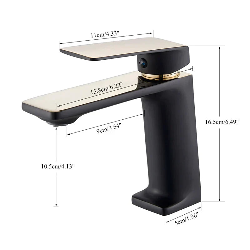 DecorBites™ Black Basin Mixer Tap Vessel Sink Faucet Hot Cold Water Luxury