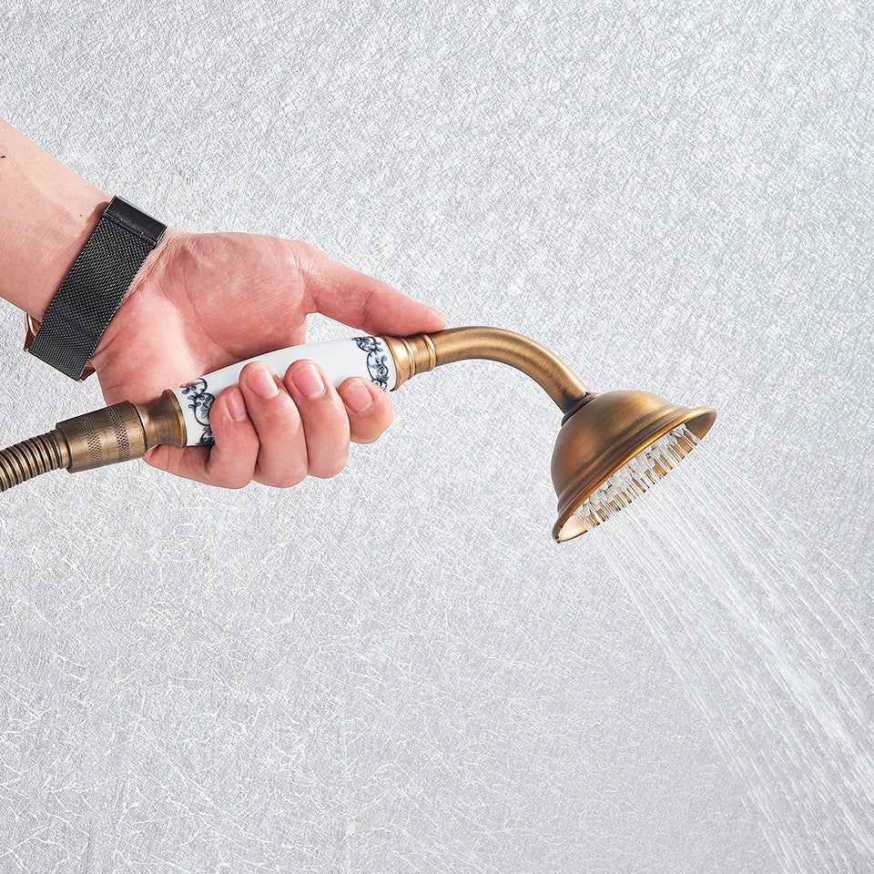 DecorBites™ Antique Brass Wall Mount Bath Shower Mixer Tap with 30cm Spout Rotation
