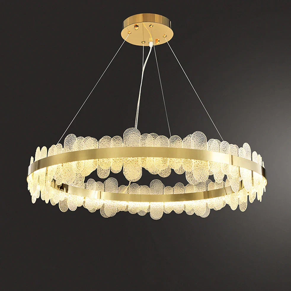 DecorBites™ Golden Stainless Steel LED Designer Chandelier for Dining Room