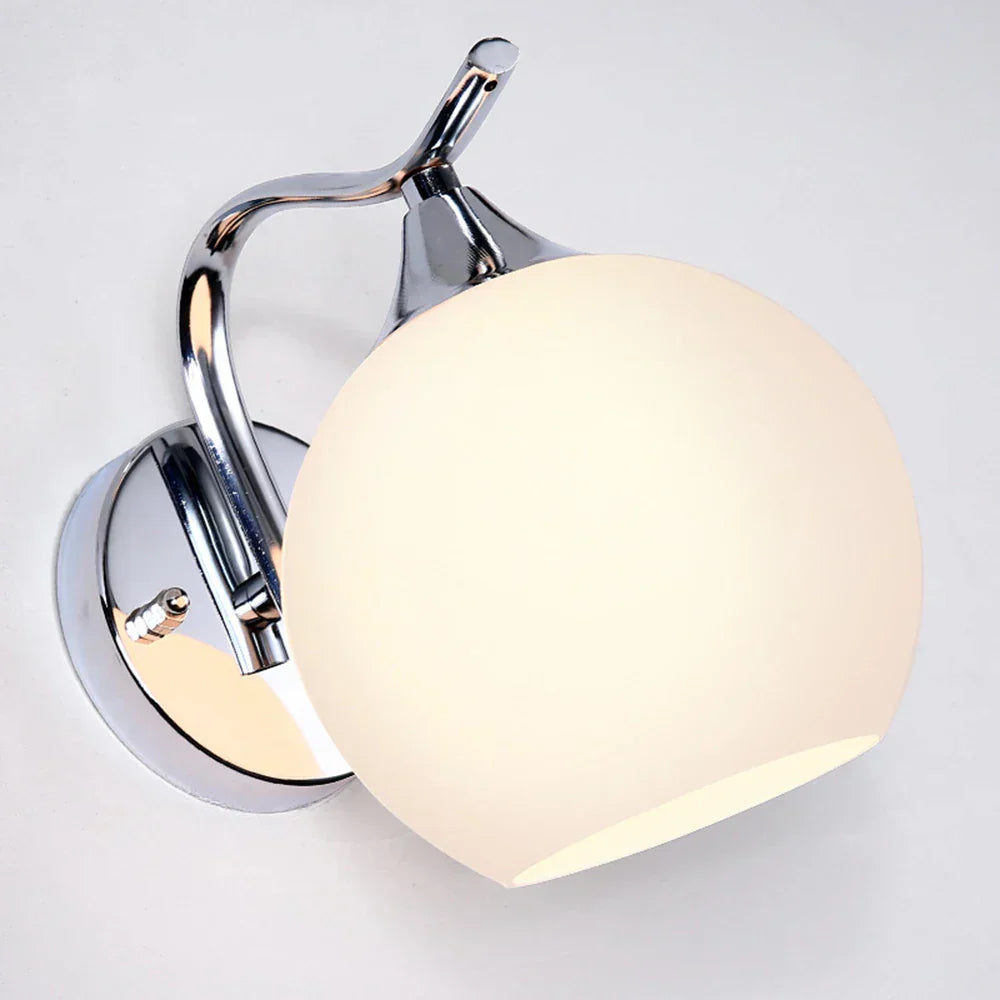 DecorBites™ Glass Wall Lamp: Modern Luxury White Ball Light for Bedroom, Aisle, Corridor