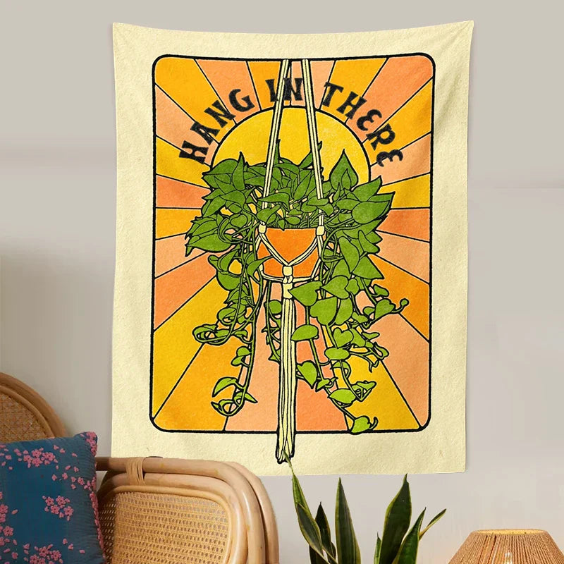 DecorBites™ Botanical Tapestry Wall Hanging for 70s Aesthetic Home Decor