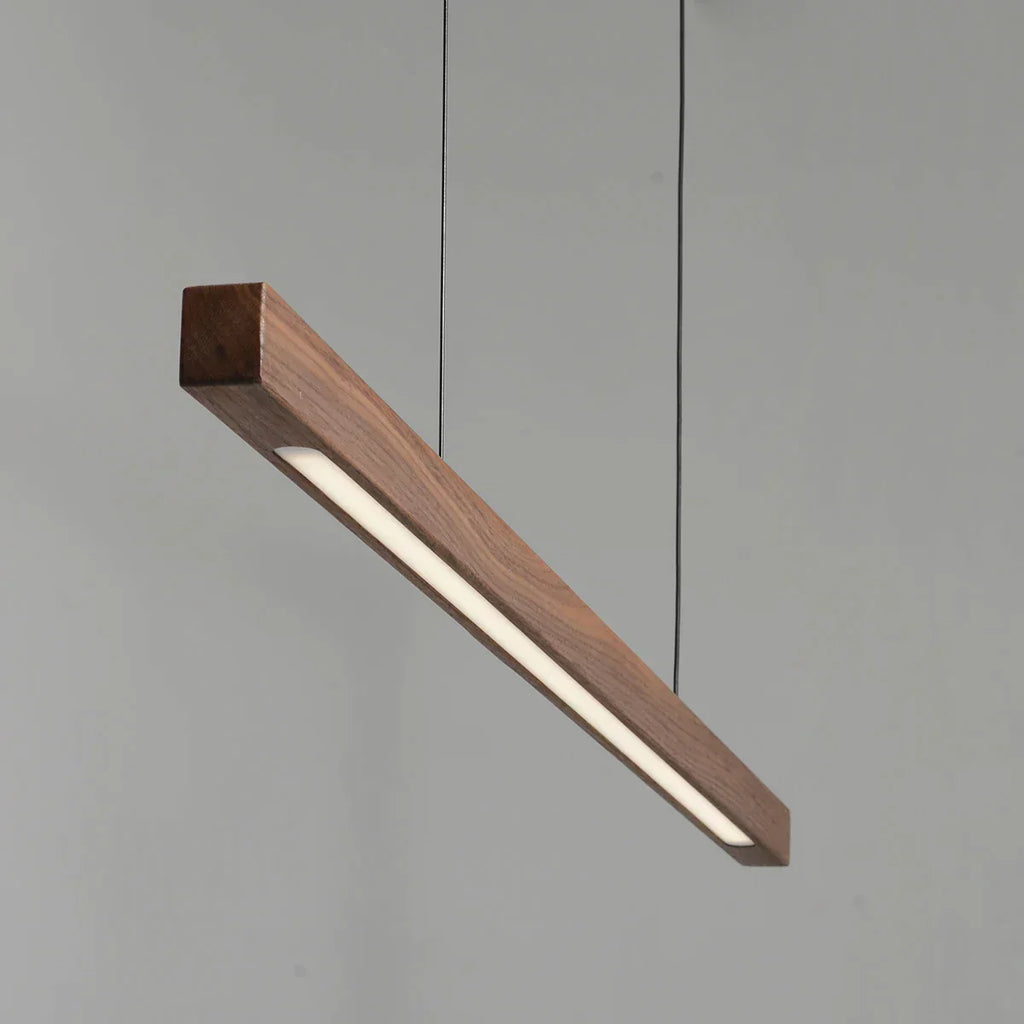 DecorBites™ Black Walnut Log Strip Pendant Light for Dining Room, Office, and Bar