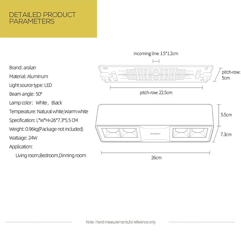 DecorBites™ 24W CRI97 Square LED Surface Mount Downlight for Living Room Bedroom