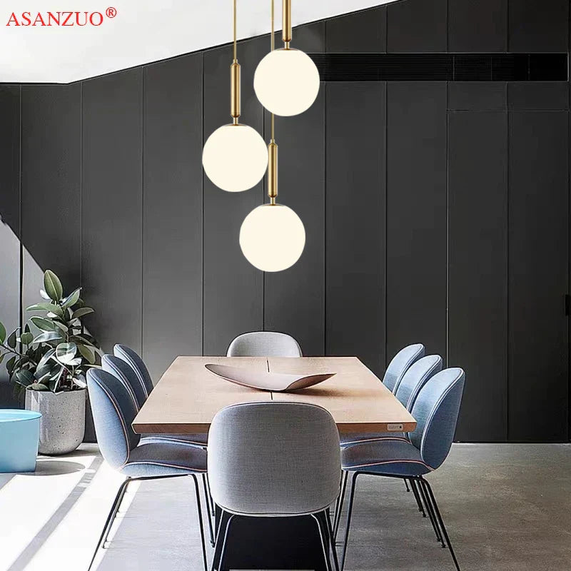 DecorBites™ Brass Glass Ball Pendant Lights for Living Room Restaurant Kitchen Decor