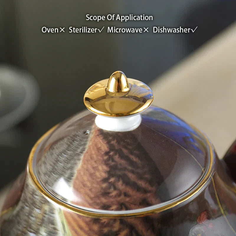 DecorBites™ Bone China Tea Pot: Elegant European Porcelain Coffee Pot for Tea Lovers.