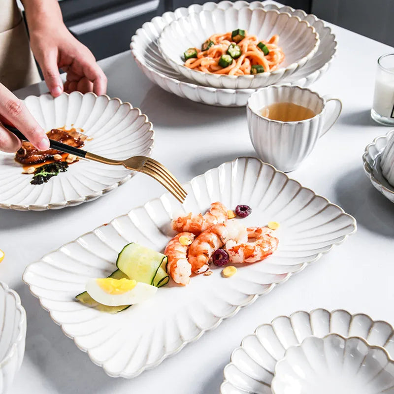 DecorBites™ Ceramic White Glaze Dinnerware Set