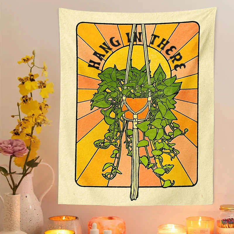 DecorBites™ Botanical Tapestry Wall Hanging for 70s Aesthetic Home Decor
