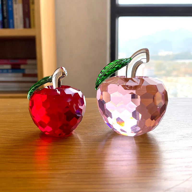 DecorBites™ 3D Crystal Yellow Apple Glass Paperweight Figurine Ornaments - Office Desktop Decoration