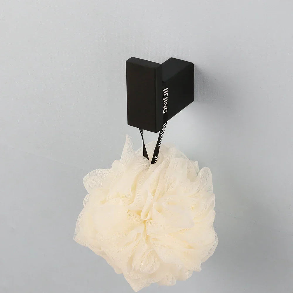DecorBites™ Black Matte Stainless Steel Bathroom Hardware Set: Paper Holder, Toothbrush Holder, Towel Bar & Accessories