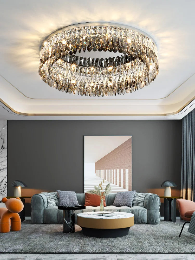 DecorBites™ Crystal Chrome Ceiling Lamp - Simple Modern Nordic Living Room Dining Bedroom Lighting
