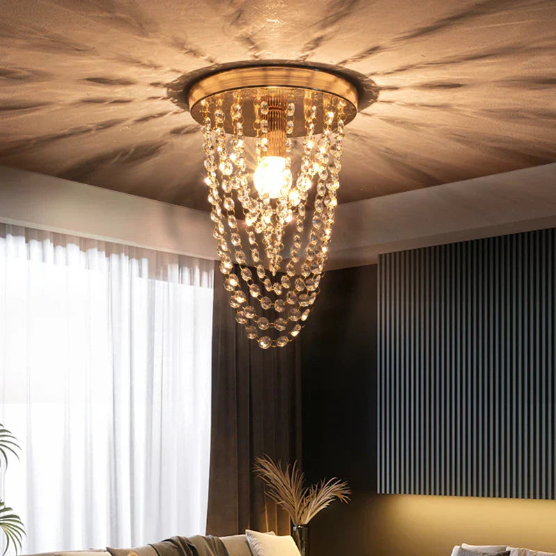 DecorBites™ Crystal Sun Flower Ceiling Chandelier - Golden/Silver for Foyer, Bedroom, Aisle Decor
