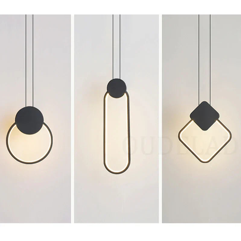 DecorBites™ Black Ring Pendant Lamp: Minimalist Nordic Design, Dimmable LED, Long Wire