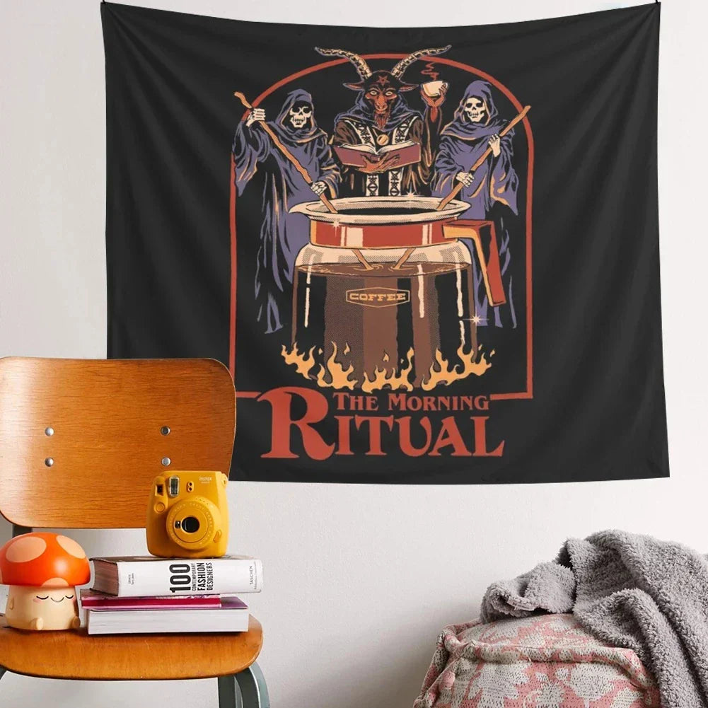 DecorBites™ Black Psychedelic Tapestry: Aesthetic Room Decor Wall Hanging