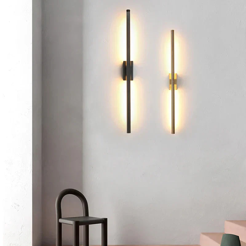 DecorBites™ LED Metal Tube Wall Lamp Modern Black Gold Decor Sconce for Bedroom Foyer Bathroom