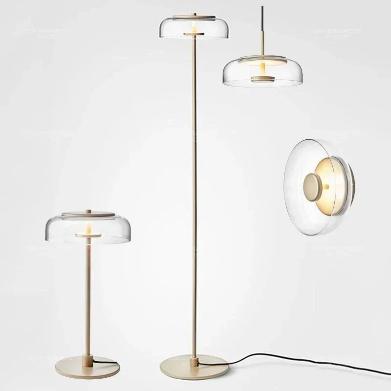 DecorBites™ Circular Glass Lampshade Floor Lamp for Living Room Office LED Lights